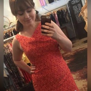 Black Halo highlighter orange body con dress (wounded bird!)